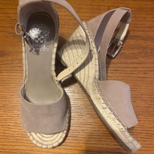 Vince Camuto Ankle wrap wedges, worn once. New condition.